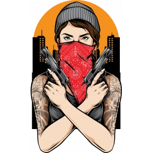 Soyguncu Kad?n Sticker 10x10 cmRenkli Sticker