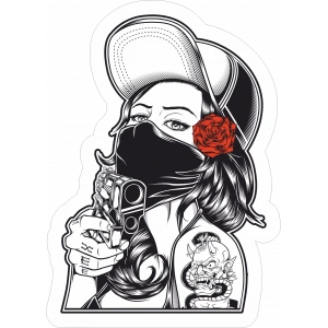 Soyguncu Kad?n Sticker 10x10 cmRenkli Sticker