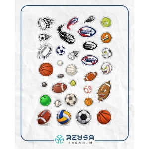 Spor Topları Sticker Set 1 15 Parça Telefon, Tablet, Defter, Laptop Sticker