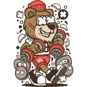 Sporcu Ayı Sticker 10x10 cmRenkli Sticker