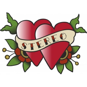 Stereo ve Kalpler Sticker 10x10 cmRenkli Sticker