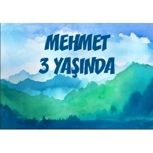 Sulu Boya Dağlar Doğum Günü Afişi 70X100 cm