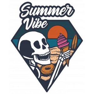 Summer Vibe İskelet Sticker 10x10 cmRenkli Sticker