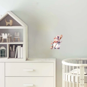 Süpürgeli Karlı Adam Duvar Stickerı