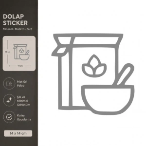 Tahıllılar Mat Gri Dekoratif Folyo Sticker 14x14 cm