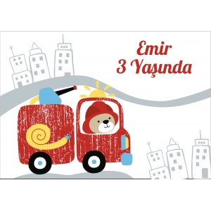 İtfaiye Temalı Doğum Günü Afişi 35X50 cm