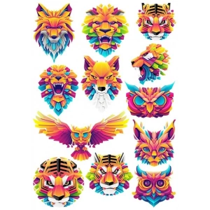 Tasarım Hayvanlar Sticker Set 12 Parça Telefon, Tablet, Defter, Laptop Sticker