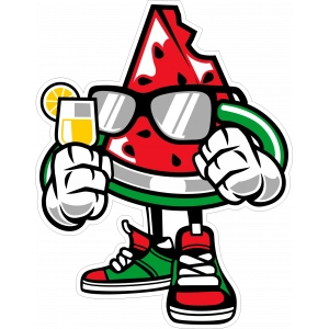 Tatilci Karpuz Sticker 10x10 cmRenkli Sticker