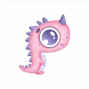 Tatlı Mor Gözlü Dinozor Stickerı