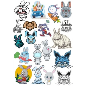 Tavşan Sticker Set 9 18 Parça Telefon, Tablet, Defter, Laptop Sticker