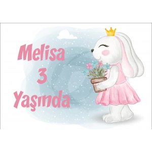 Tavşan Temalı Doğum Günü Afişi 50X70 cm