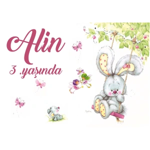 Tavşan Temalı Doğum Günü Afişi 50X70 cm