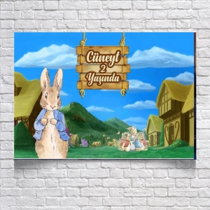 Tavşan Temalı Doğum Günü Afişi 70x100 Cm