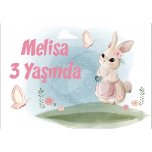 Tavşan Temalı Doğum Günü Afişi 70X100 cm