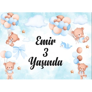 Sevimli Ayıcık Temalı Doğum Günü Afişi 70X100 cm