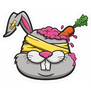 Gözleri Bağlı Tavşan Sticker 10x10 cmRenkli Sticker