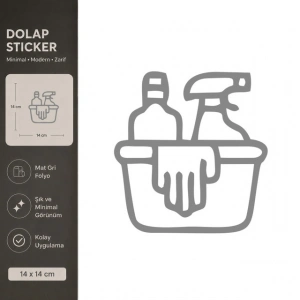 Temizlik Malzemeleri Mat Gri Dekoratif Folyo Sticker 14x14 cm