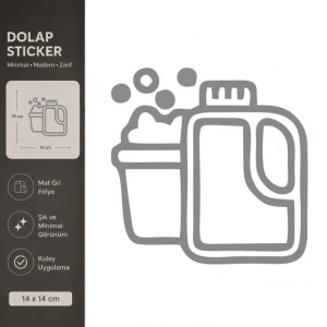 Temizlik Malzemeleri Mat Gri Dekoratif Folyo Sticker 14x14 cm