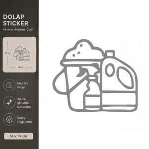 Temizlik Malzemeleri Mat Gri Dekoratif Folyo Sticker 14x14 cm