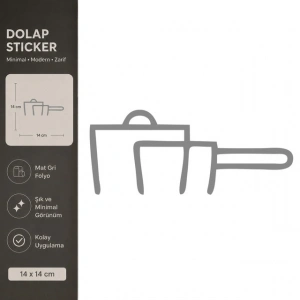 Tencere Mat Gri Dekoratif Folyo Sticker 14x14 cm