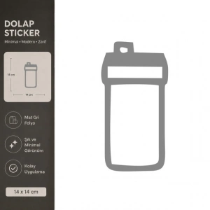 Termos Mat Gri Dekoratif Folyo Sticker 14x14 cm