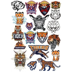 Tiger Kaplan Sticker Set-3 15 Parça Telefon, Tablet, Defter, Laptop Sticker