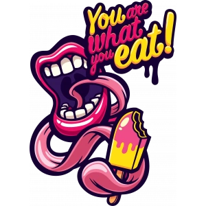 Dondurma ve Dudaklar Sticker 10x10 cmRenkli Sticker