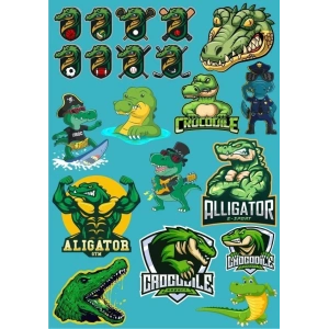 Timsah Sticker Set-10 17 Parça Telefon, Tablet, Defter, Laptop Sticker