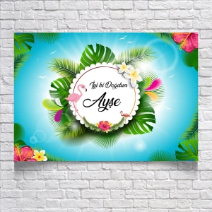 Tropical Temalı Doğum Günü Afişi 35X50 cm