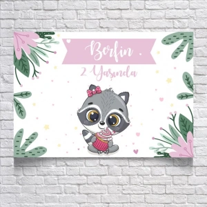 Tropikal Kuala Temalı Doğum Günü Afişi 35x50 Cm