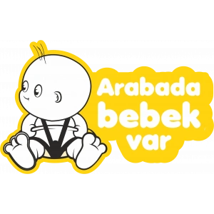 Arabada Bebek Var Sticker 10x10 cmRenkli Sticker