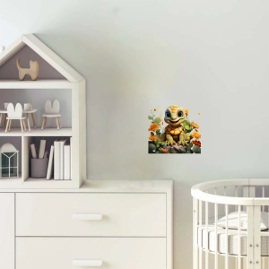 Turuncu Çiçekler Arasında Kaplumbağa Duvar Stickerı