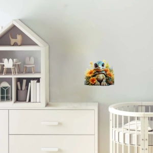 Turuncu Çiçekli Mavi Kaplumbağa Duvar Stickerı