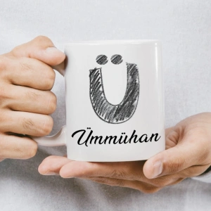 Ü Harfi Karakalem İsme Özel Kupa