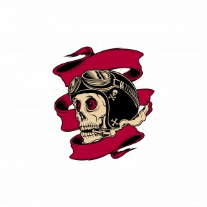 Uçak Süren Kurukafa Sticker 10x10 cmRenkli Sticker