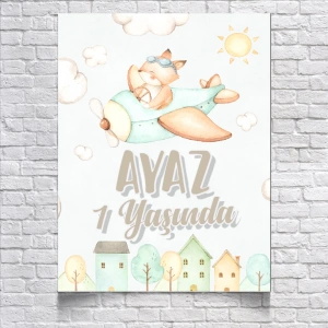 Uçak Temalı Doğum Günü Afişi 35x50 Cm