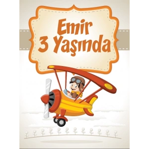 Uçak Temalı Doğum Günü Afişi 35X50 cm