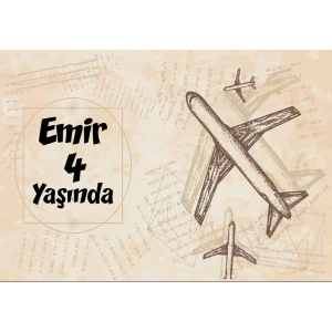 Uçak Temalı Doğum Günü Afişi 50X70 cm