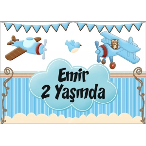 Uçak Temalı Doğum Günü Afişi 50X70 cm
