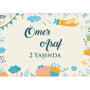 Uçak Temalı Doğum Günü Afişi 50X70 cm