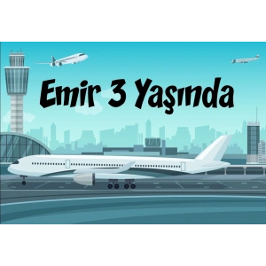 Uçak Temalı Doğum Günü Afişi 70X100 cm
