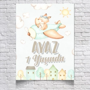 Uçak Temalı Doğum Günü Afişi 70x100 Cm