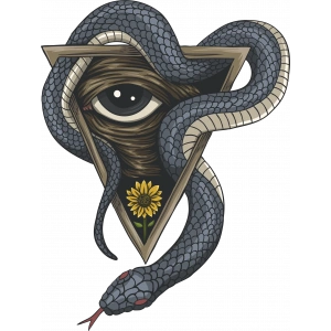 Üçgen İçinde Dolaşan Yılan Sticker 10x10 cmRenkli Sticker