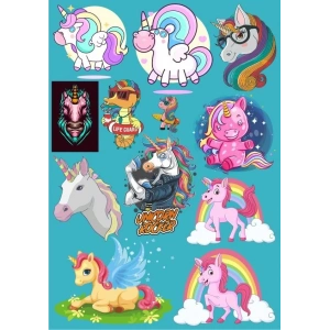 Uncorn Sticker Set-1 12 Parça Telefon, Tablet, Defter, Laptop Sticker