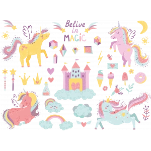 Unicorn Stciker Set-3 20 Parça Telefon, Tablet, Defter, Laptop Sticker
