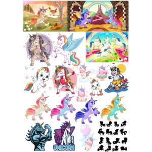 Unicorn Sticker Set 6 16 Parça Telefon, Tablet, Defter, Laptop Sticker