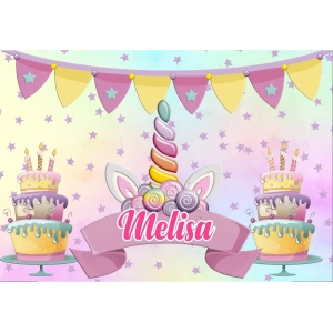 Unicorn Temalı Doğum Günü Afişi 100X150 cm