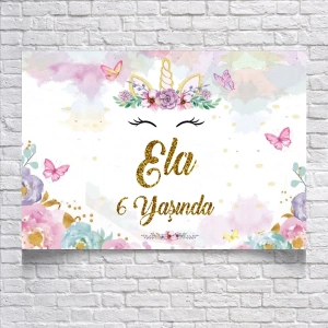 Unicorn Temalı Doğum Günü Afişi 35X50 cm