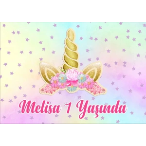 Unicorn Temalı Doğum Günü Afişi 35X50 cm