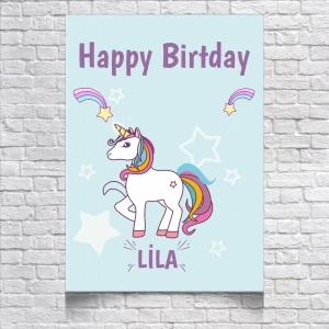 Unicorn Temalı Doğum Günü Afişi 35X50 cm